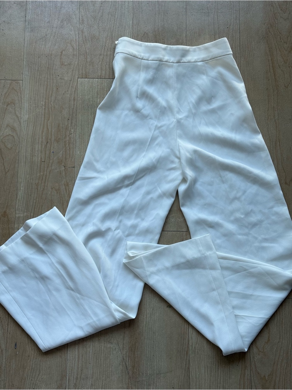 Zara Cream Wide-Leg Dress Pants